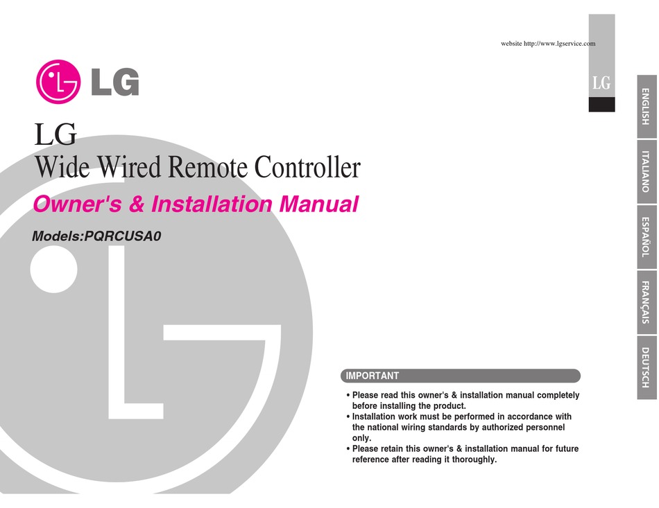 LG PQRCUSA0 OWNERS & INSTALLATION MANUAL Pdf Download ManualsLib