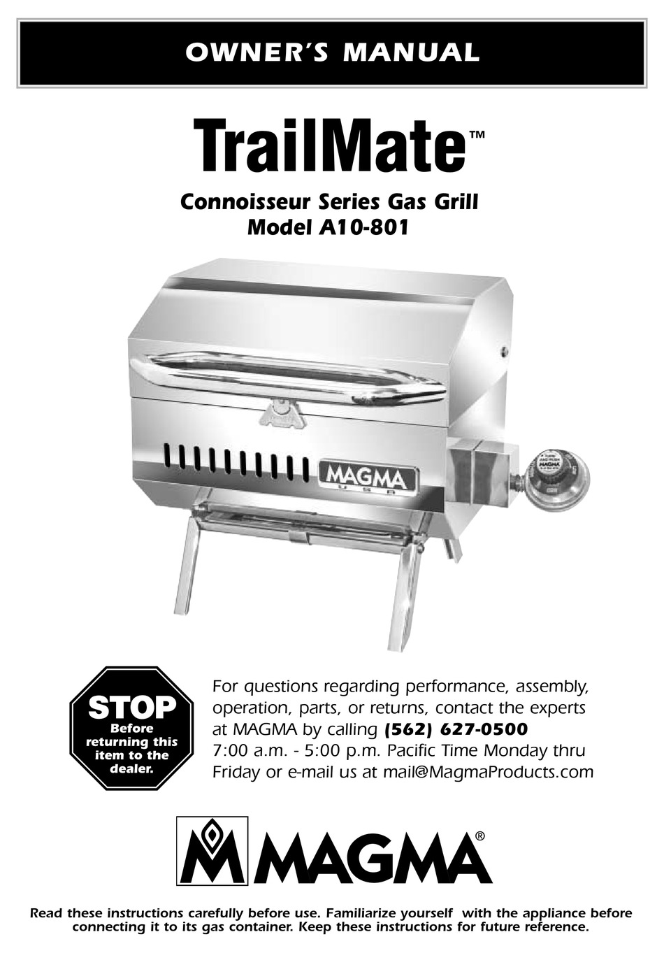 MAGMA CONNOISSEUR SERIES TRAILMATE GAS GRILL 