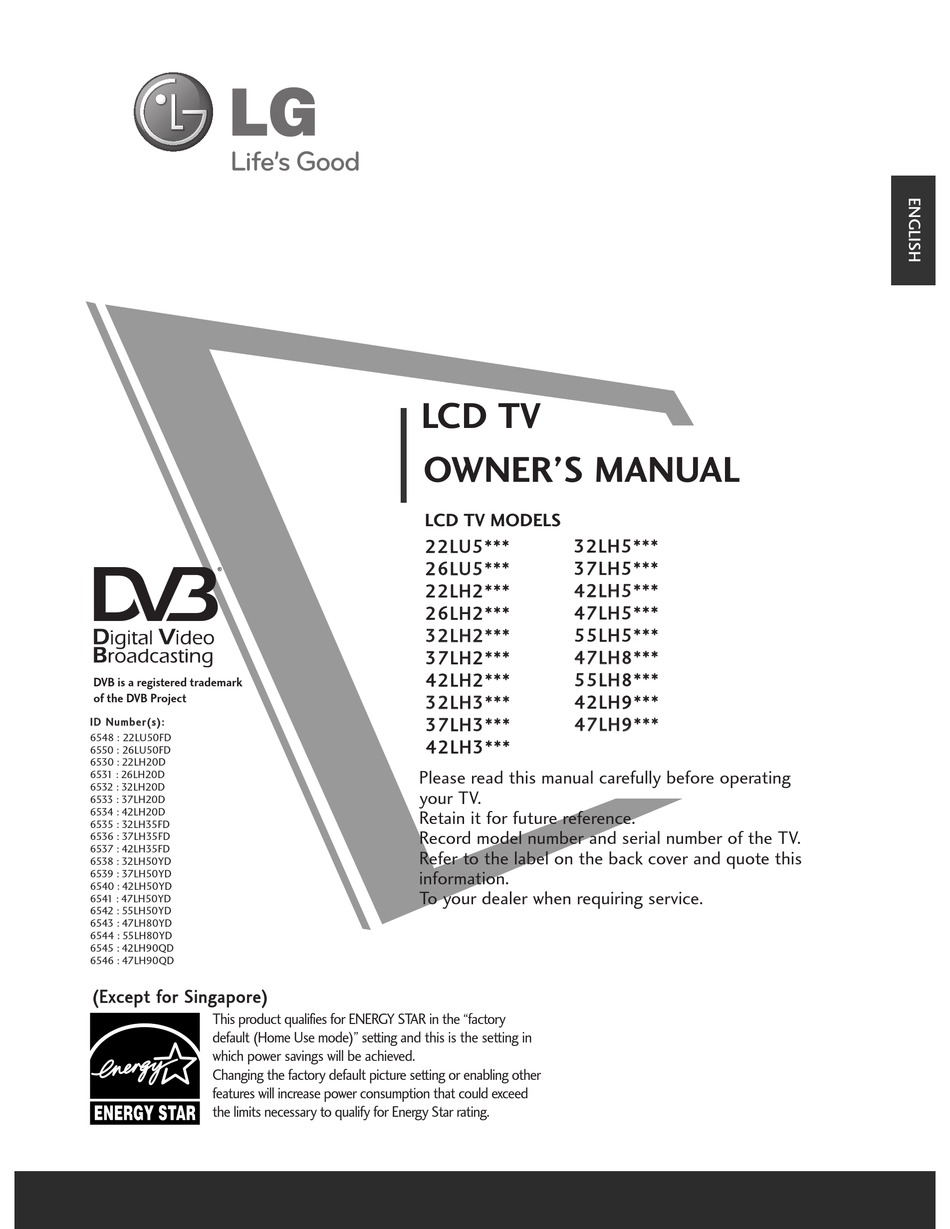 LG 47LH8 SERIES OWNER'S MANUAL Pdf Download | ManualsLib