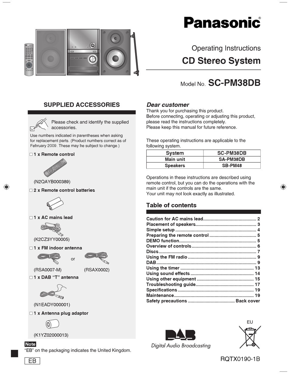 PANASONIC SCPM38DB OPERATING INSTRUCTIONS MANUAL Pdf Download ManualsLib