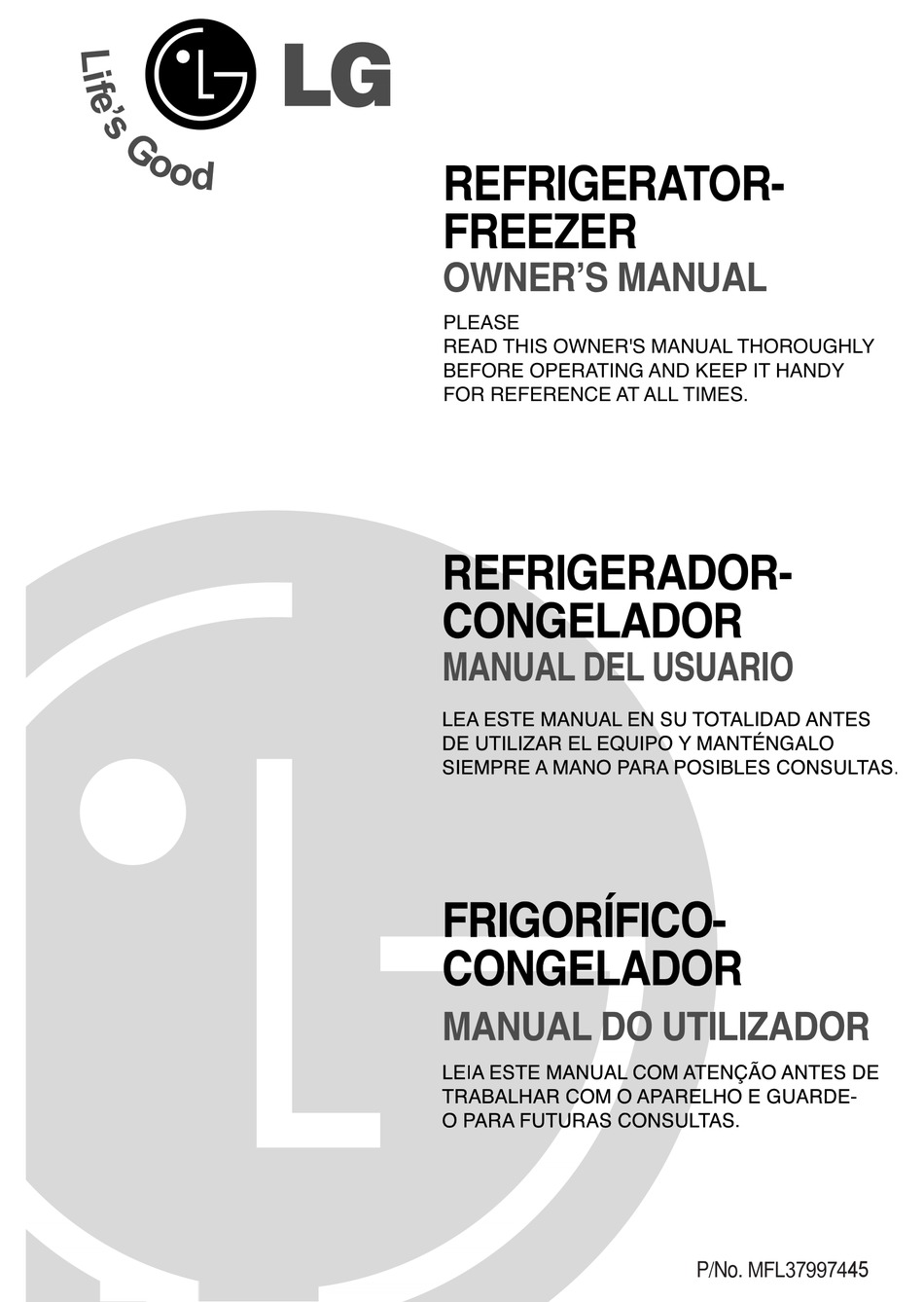 LG REFRIGERATOR-FREEZER OWNER'S MANUAL Pdf Download | ManualsLib