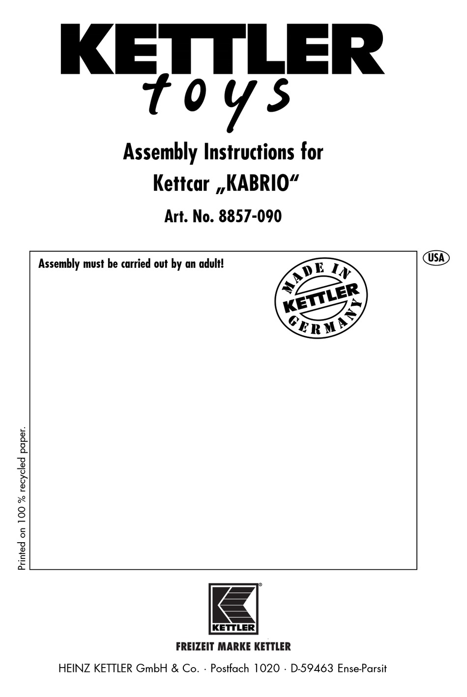 Kettler Kettcar Kabrio Assembly Instructions Manual Pdf Download Manualslib