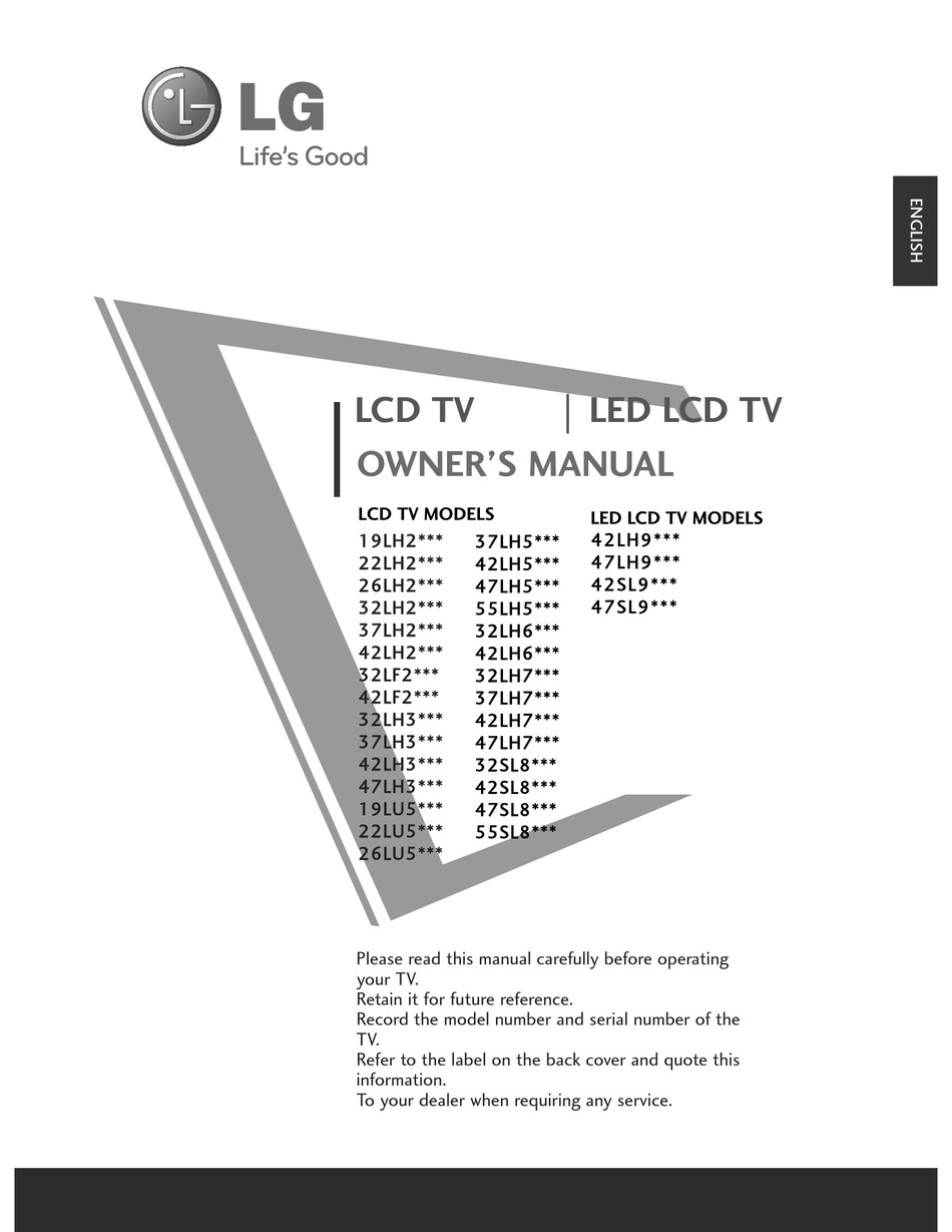 LG 32LH7 SERIES OWNER'S MANUAL Pdf Download | ManualsLib