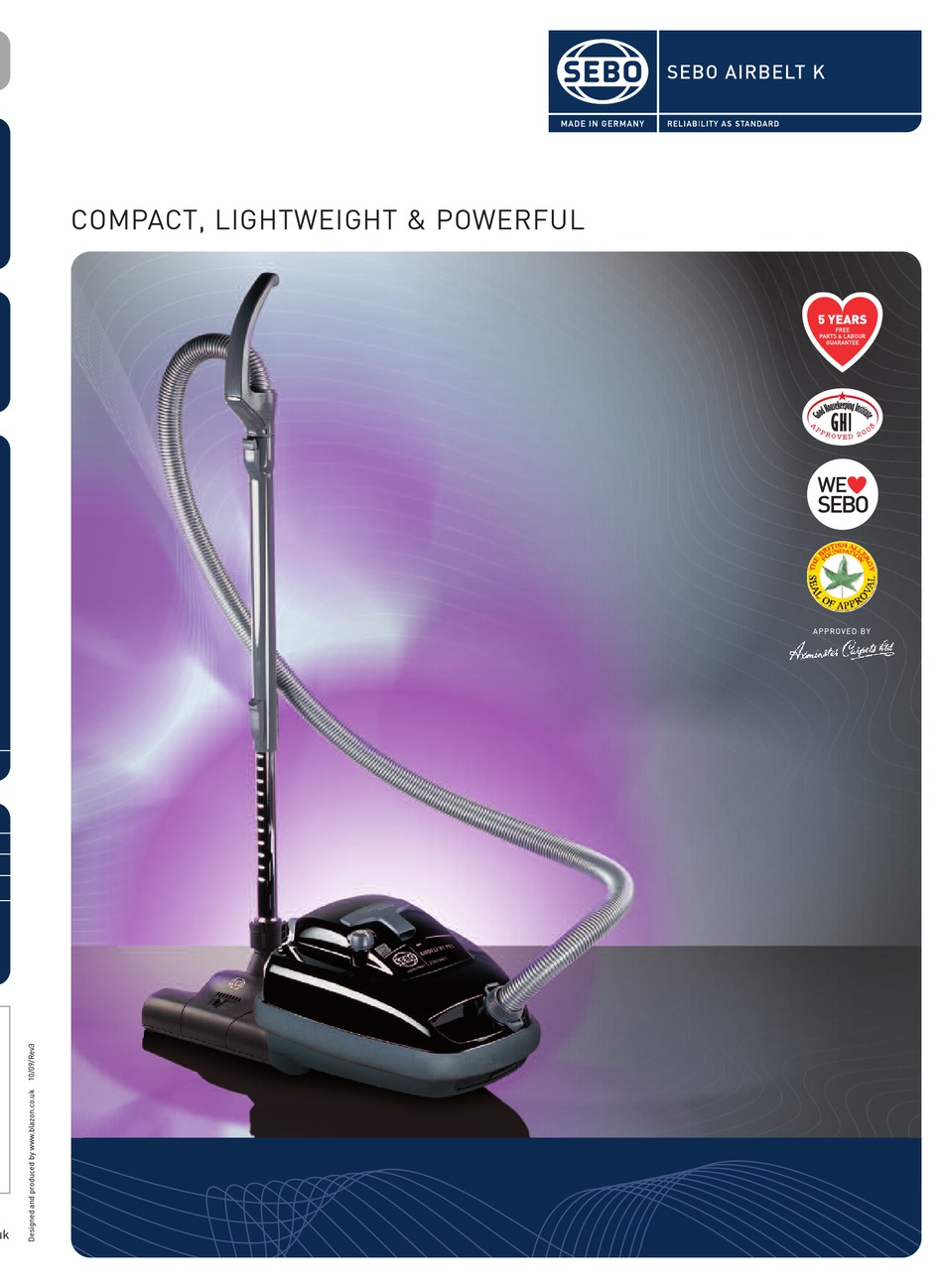 Sebo Airbelt K1 Feature Pdf Download Manualslib