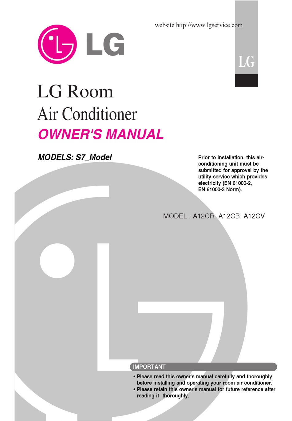 LG S7 OWNER'S MANUAL Pdf Download | ManualsLib