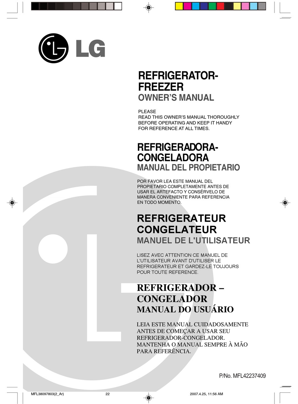 LG REFRIGERATOR-FREEZER OWNER'S MANUAL Pdf Download | ManualsLib