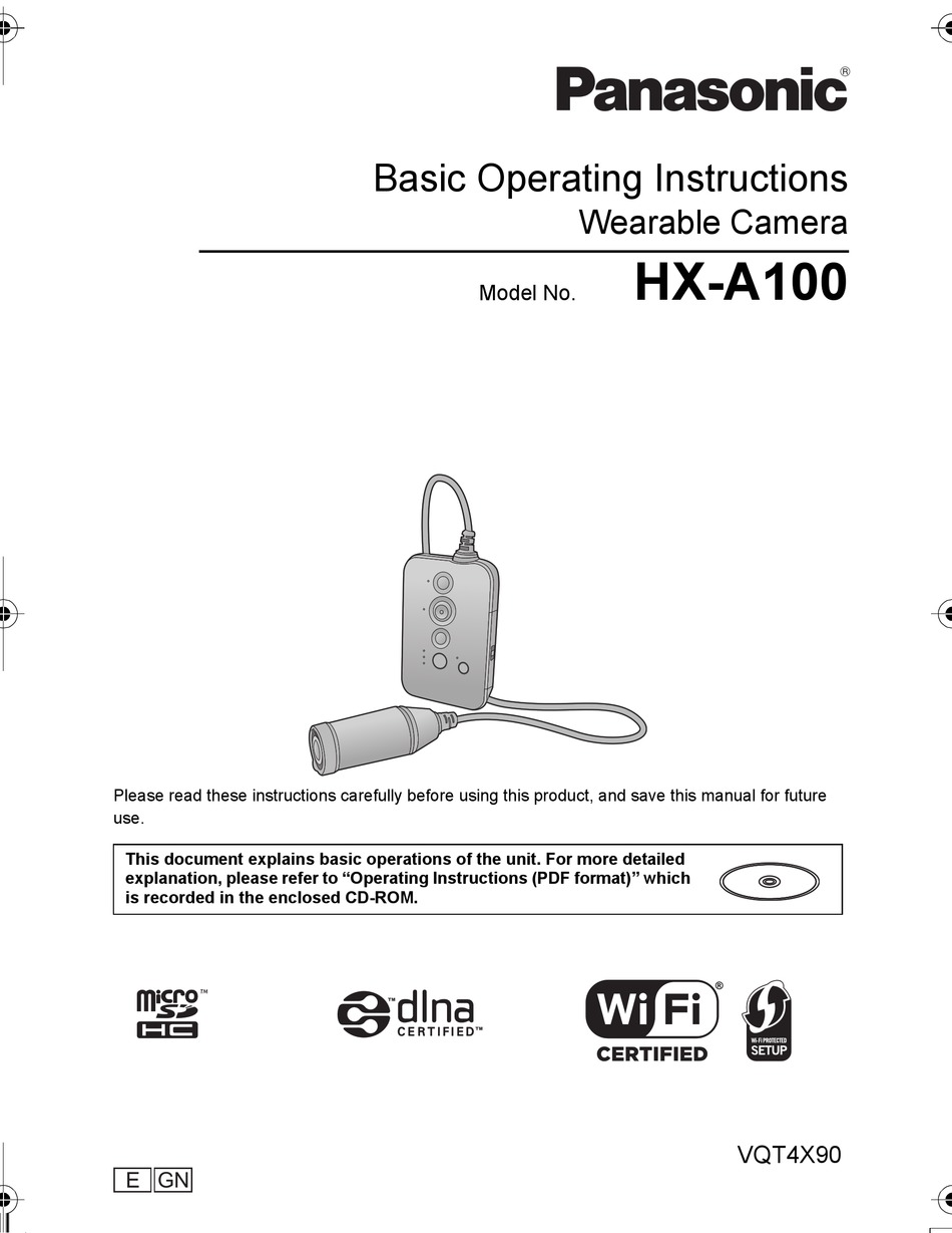 PANASONIC HX-A100 BASIC OPERATING INSTRUCTIONS MANUAL Pdf Download