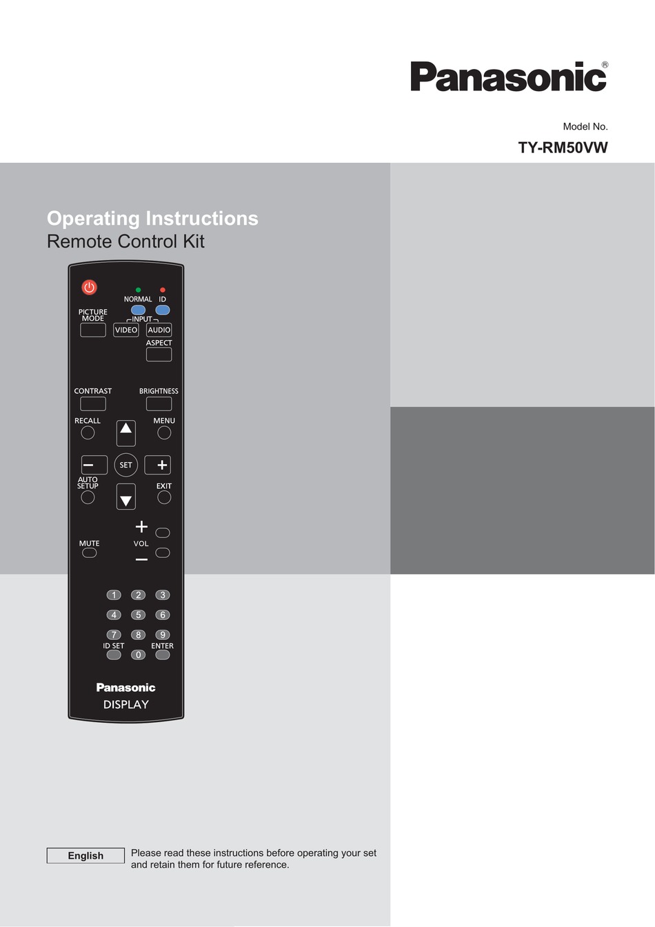 PANASONIC TYRM50VW OPERATING INSTRUCTION Pdf Download ManualsLib