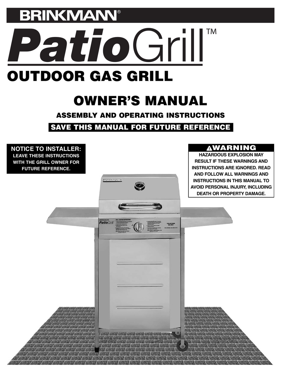 Brinkmann Patio Grill Owner S Manual Pdf Download Manualslib