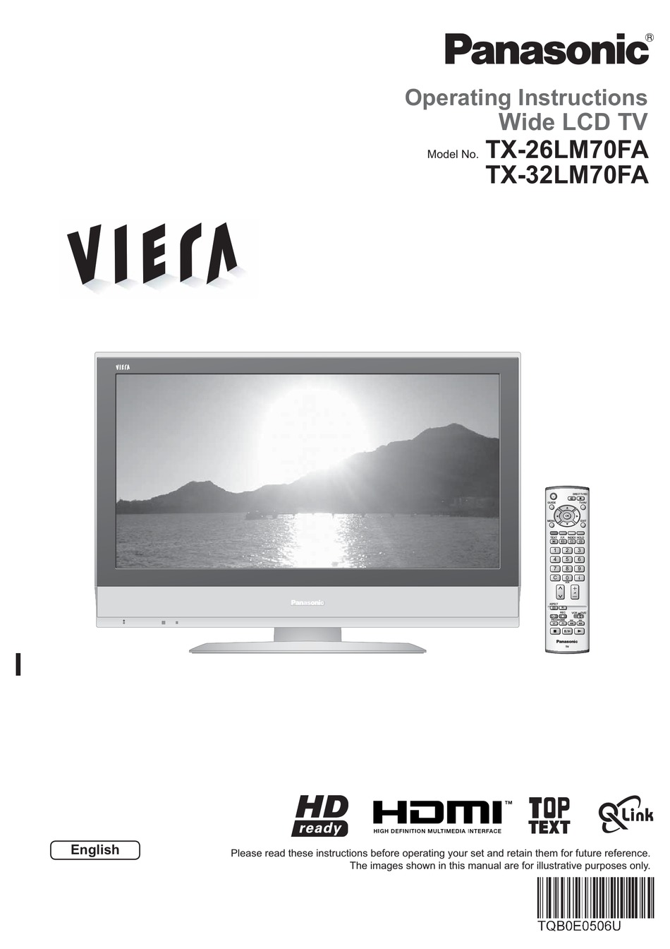 PANASONIC VIERA TX26LM70FA OPERATING INSTRUCTIONS MANUAL Pdf Download