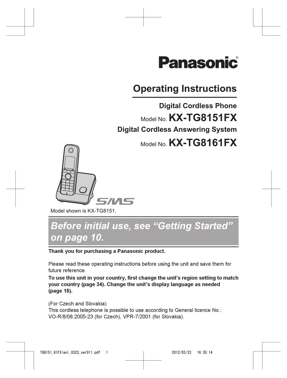 PANASONIC KX-TG8151FX OPERATING INSTRUCTIONS MANUAL Pdf Download