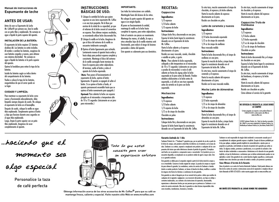 MR. COFFEE MILK FROTHER USER MANUAL Pdf Download ManualsLib