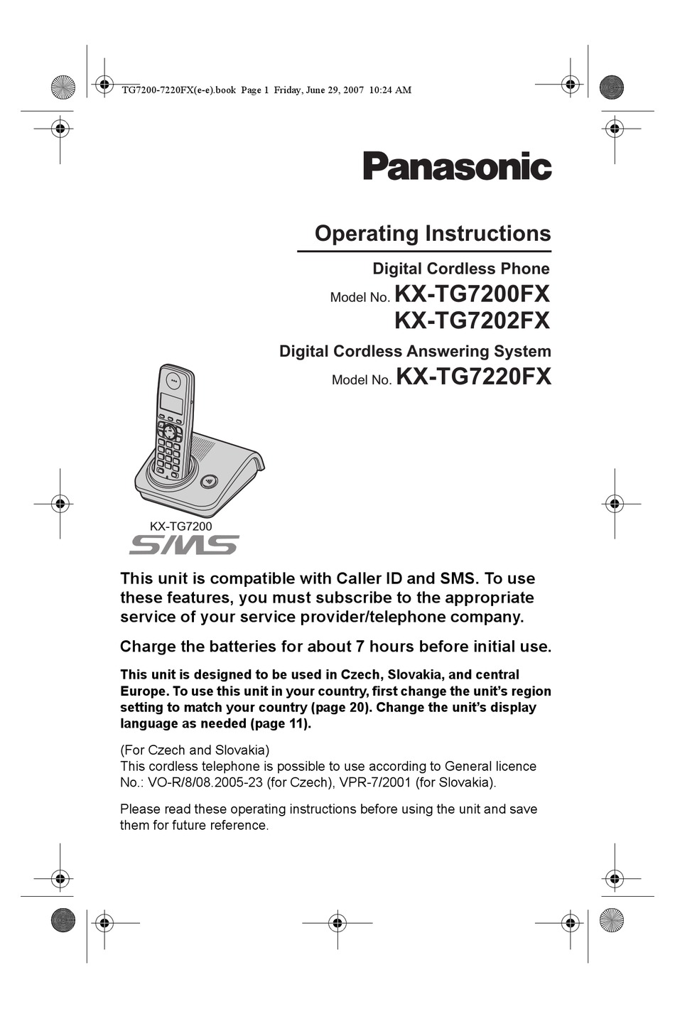 Panasonic Kx Tg7200fx Operating Instructions Manual Pdf Download Manualslib