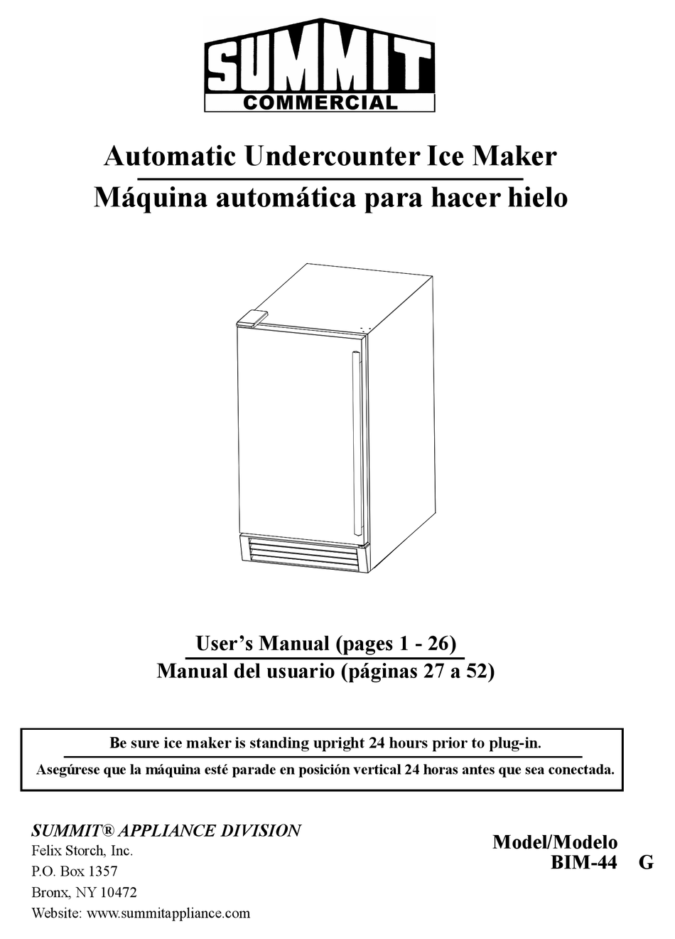 Gevi BIM-2014WH Bullet Ice Maker User Manual