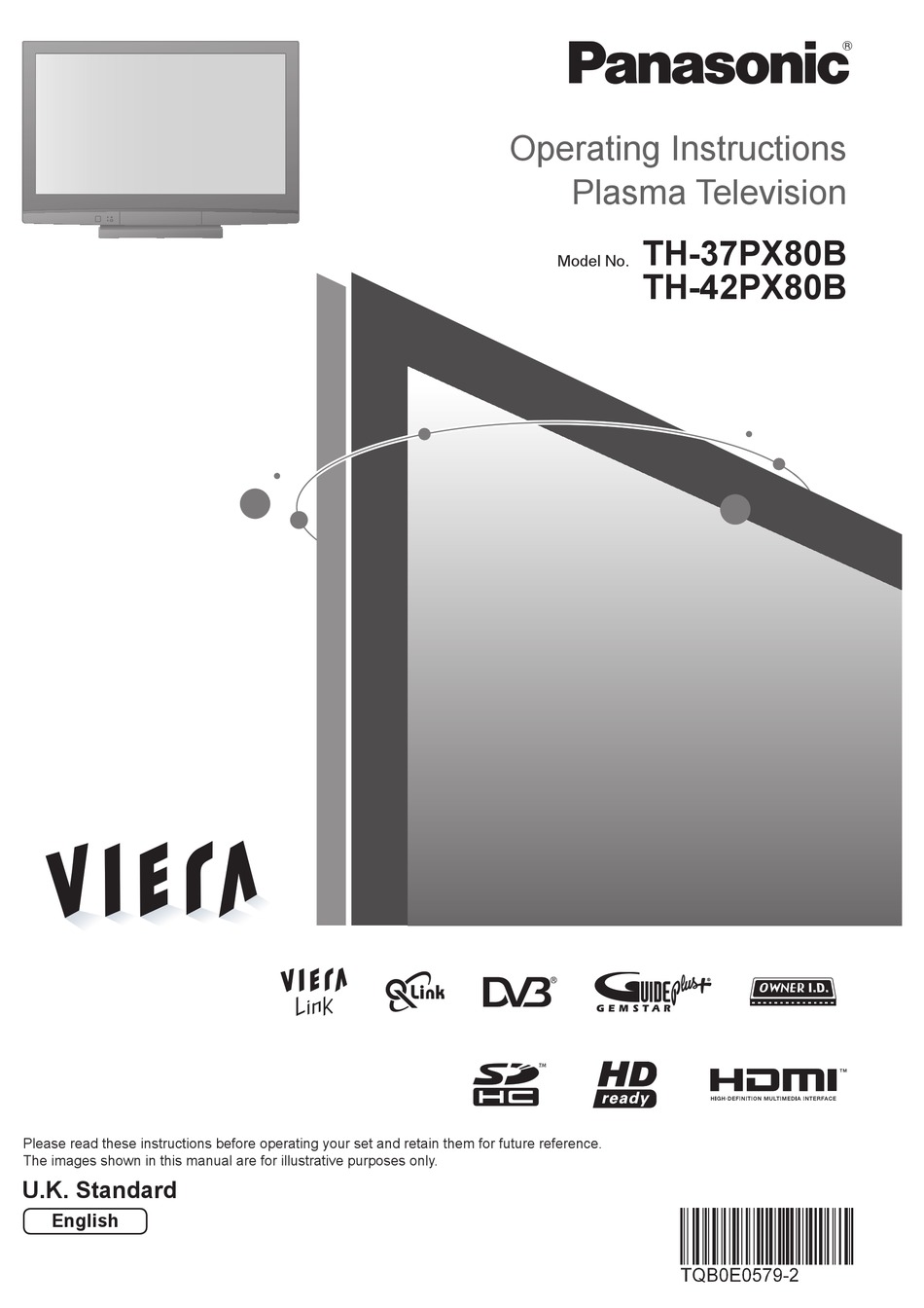 PANASONIC VIERA TH37PX80B OPERATING INSTRUCTIONS MANUAL Pdf Download