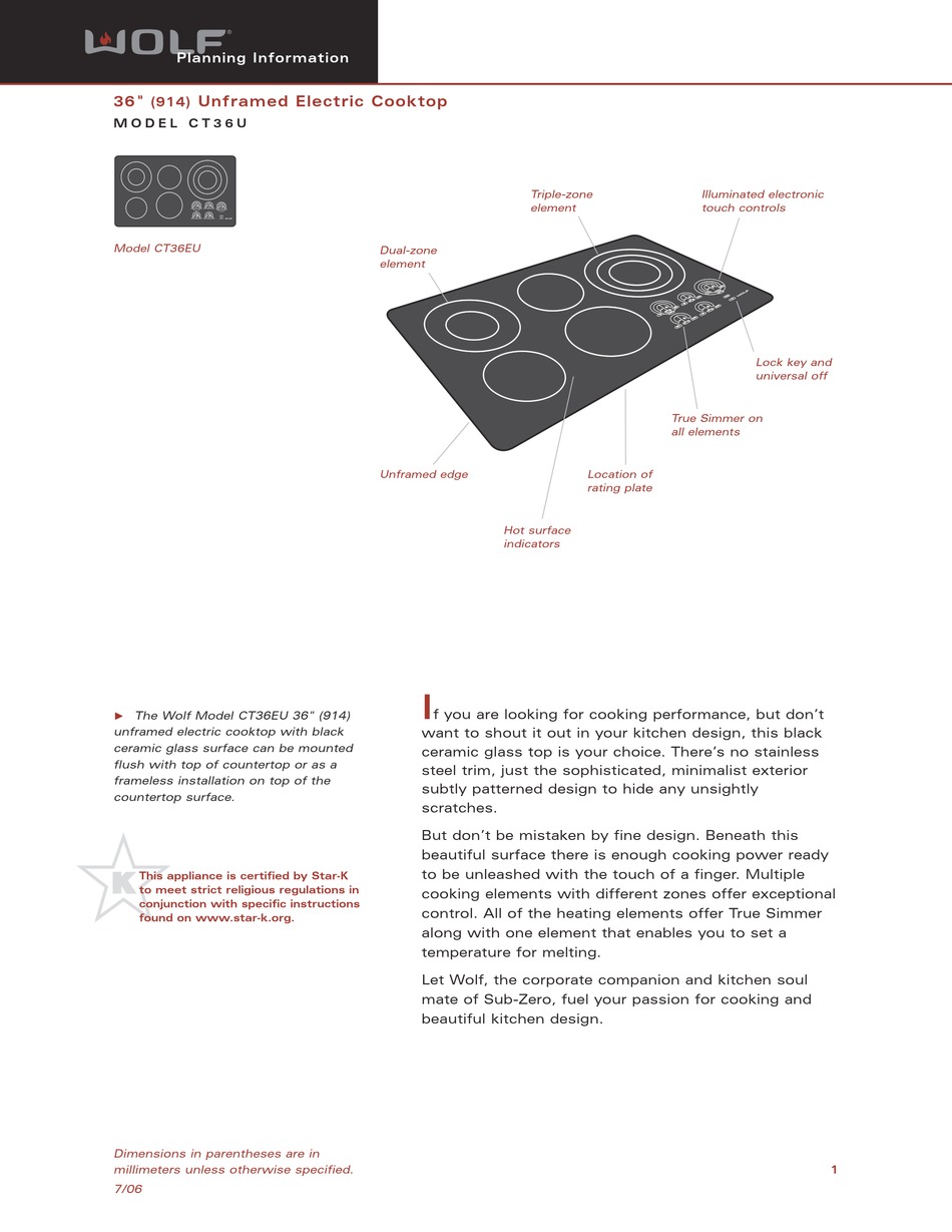 WOLF CT36U PLANNING INFORMATION Pdf Download ManualsLib