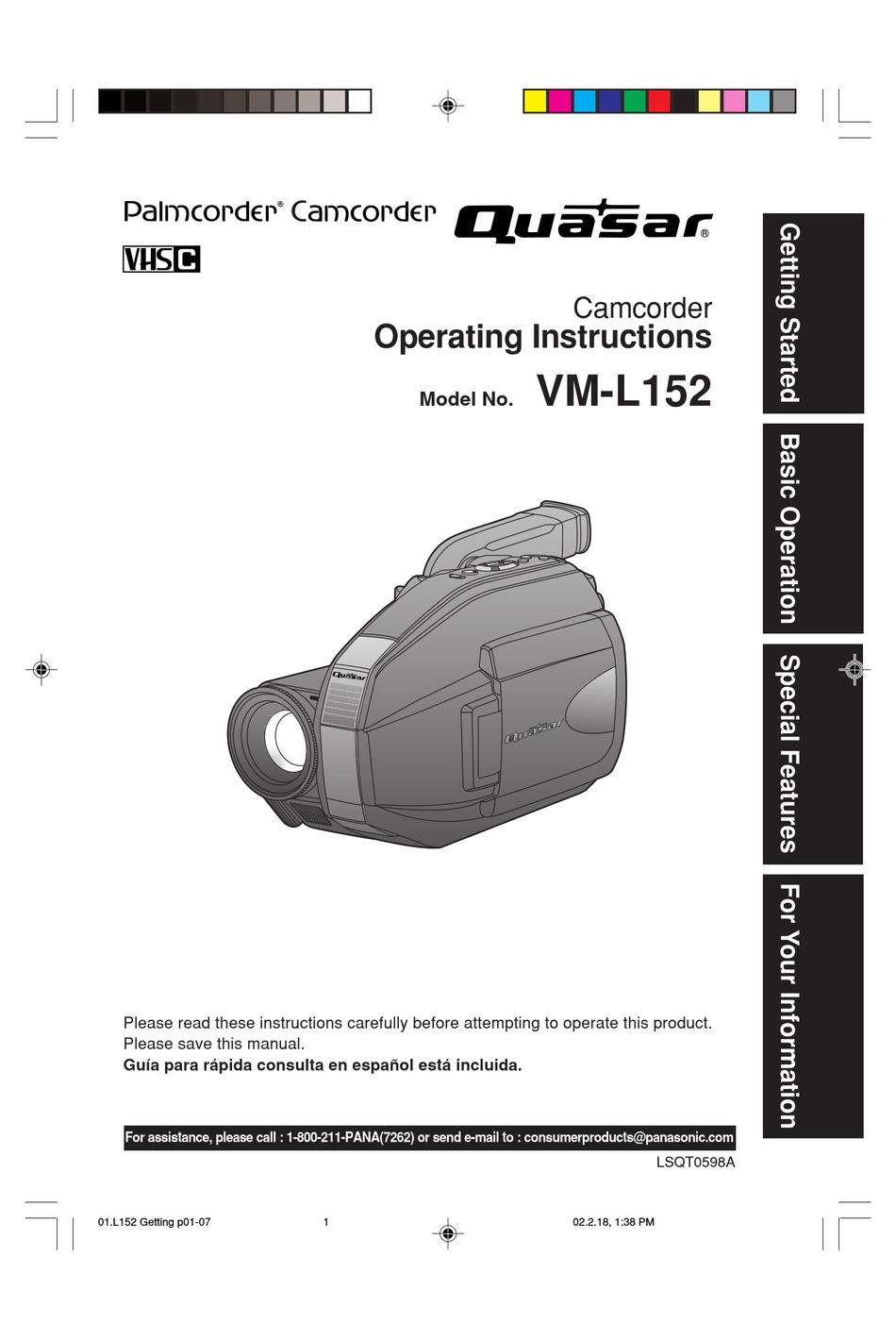 Panasonic Palmcorder Quasar Vm L152 Operating Instructions Manual Pdf Download Manualslib Panasonic Palmcorder Quasar Vm L152 Operating Instructions Manual Pdf Download Manualslib