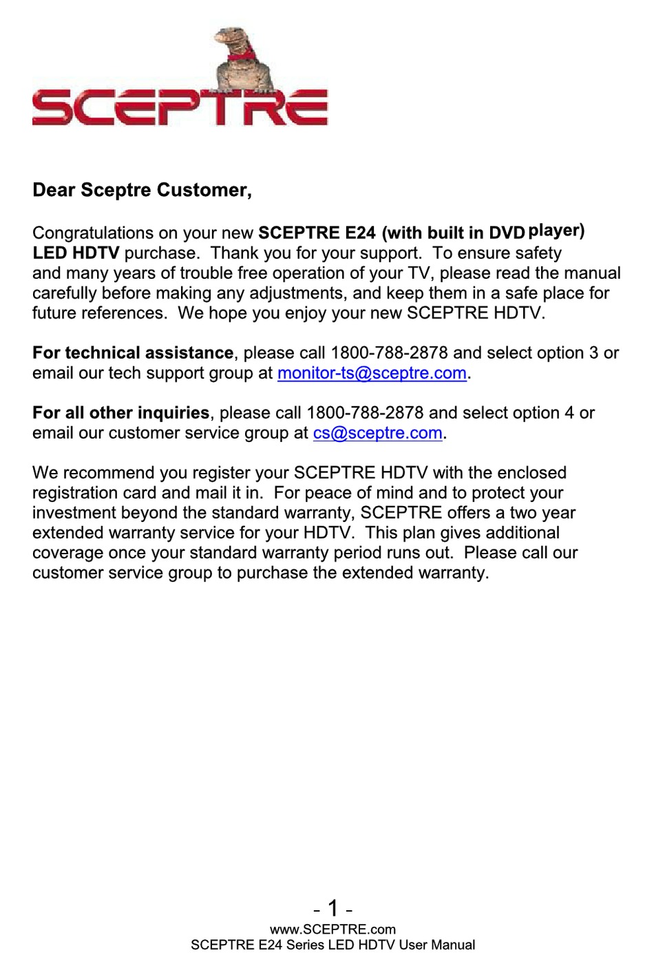 SCEPTRE E24 USER MANUAL Pdf Download ManualsLib