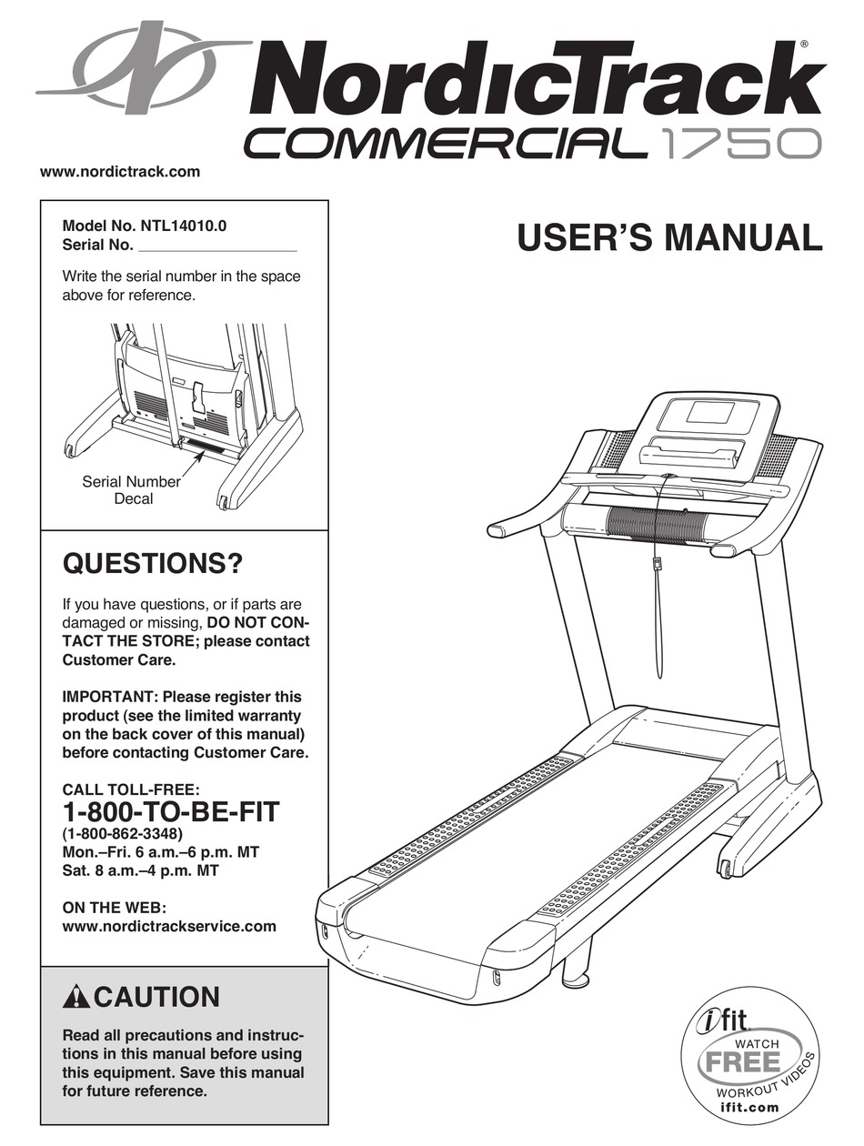 NORDICTRACK COMERCIAL 1750 USER MANUAL Pdf Download ManualsLib