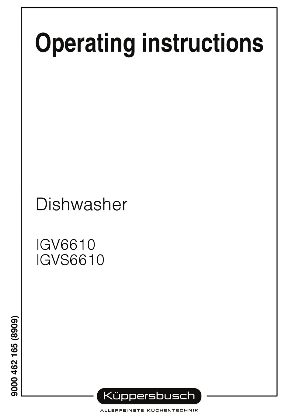 KUPPERSBUSCH IGV6610 OPERATING INSTRUCTIONS MANUAL Pdf Download