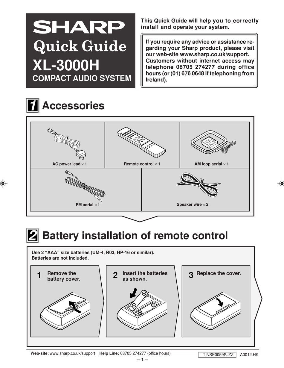SHARP XL-3000H QUICK MANUAL Pdf Download | ManualsLib