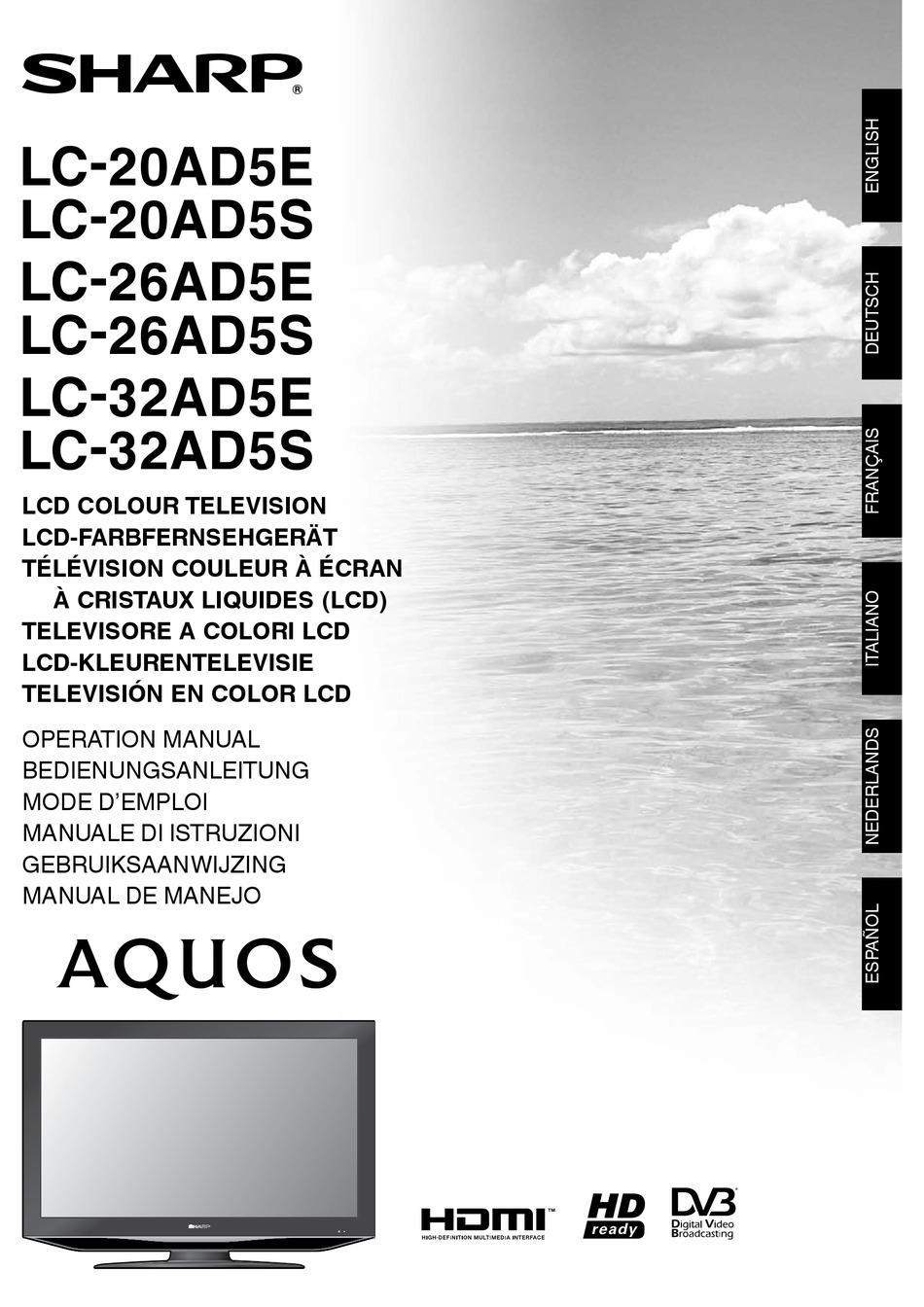 SHARP AQUOS LC20AD5E OPERATION MANUAL Pdf Download ManuaLib