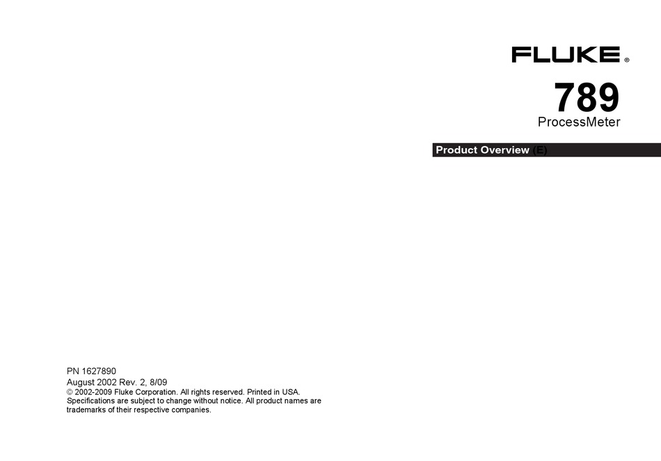 FLUKE 789 OVERVIEW Pdf Download ManualsLib