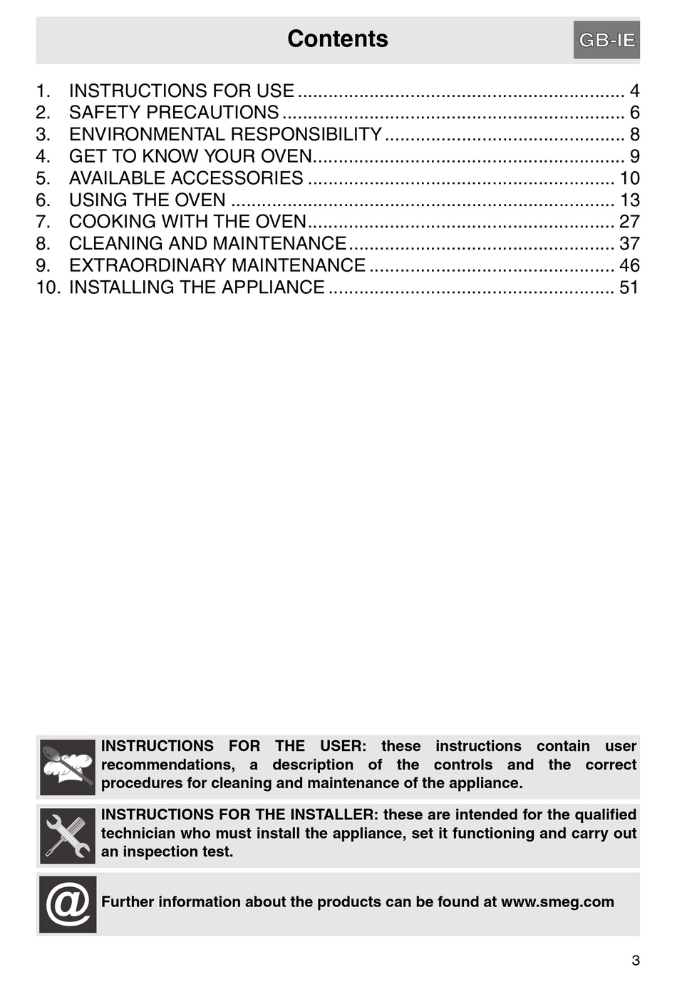 SMEG OVEN INSTRUCTIONS FOR THE USER Pdf Download ManualsLib