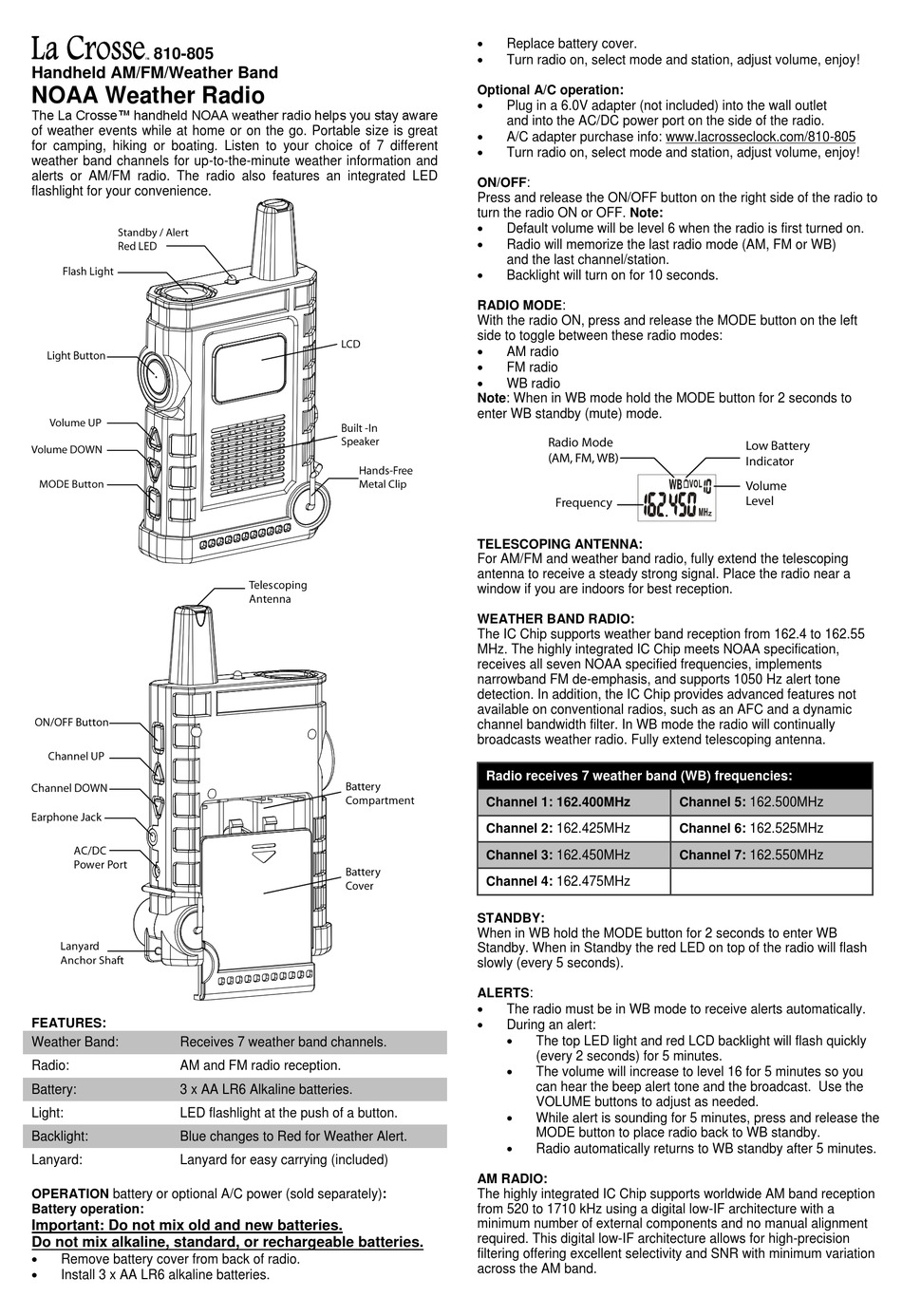 LA CROSSE TECHNOLOGY 810805 QUICK MANUAL Pdf Download ManualsLib