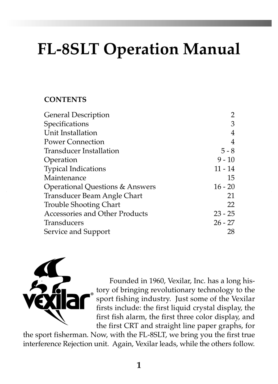 VEXILAR FL-8SLT OPERATION MANUAL Pdf Download | ManualsLib