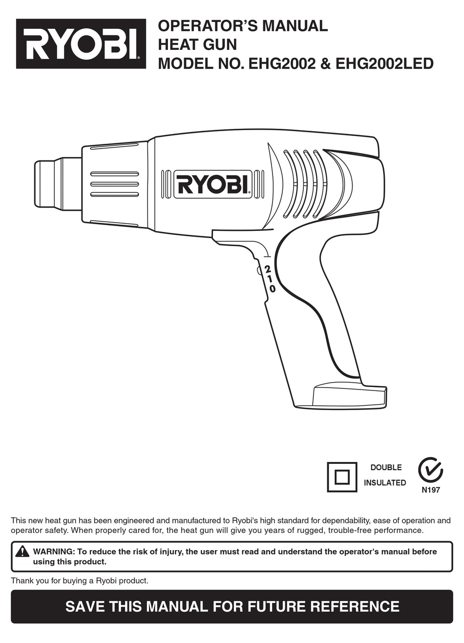 RYOBI EHG2002 OPERATOR'S MANUAL Pdf Download | ManualsLib