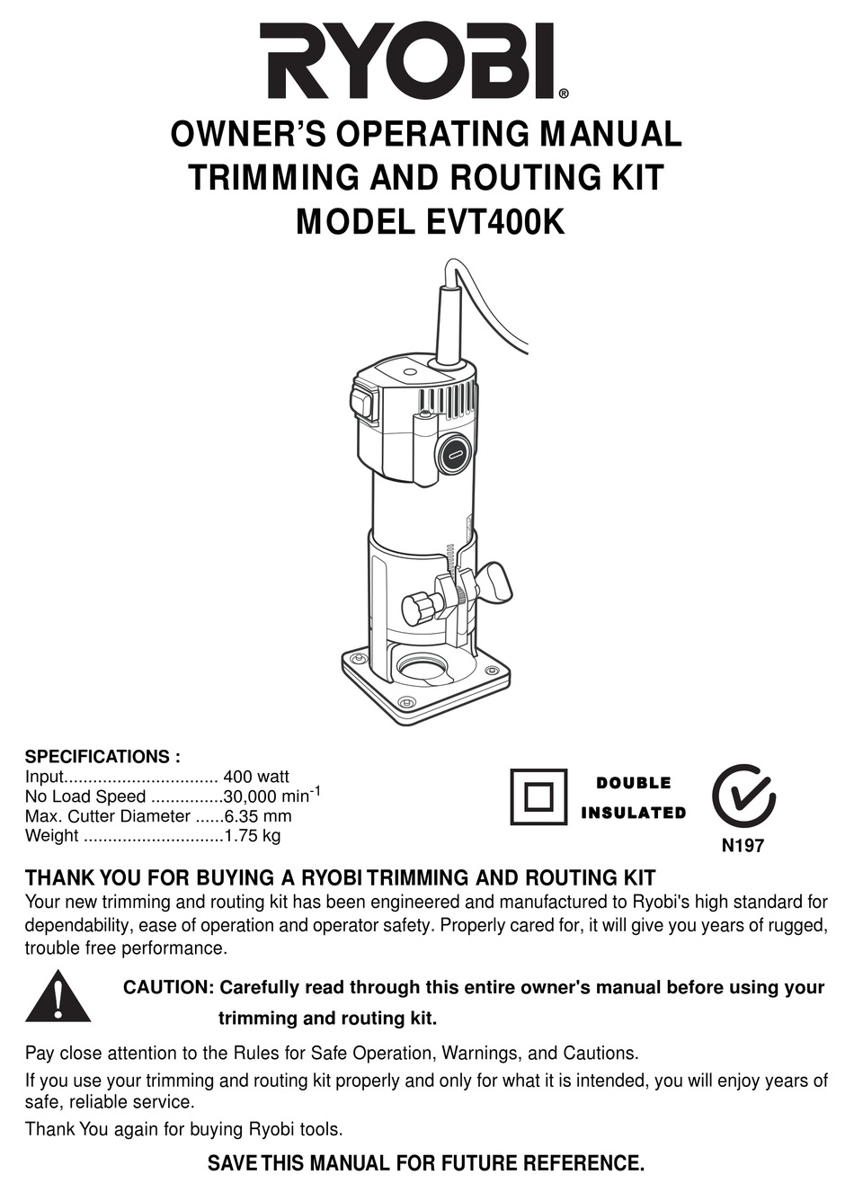 Ryobi trim 2024 router 400w