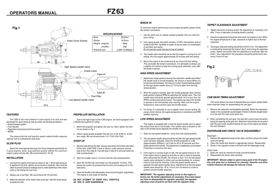YS FZ63 OPERATOR'S MANUAL Pdf Download | ManualsLib