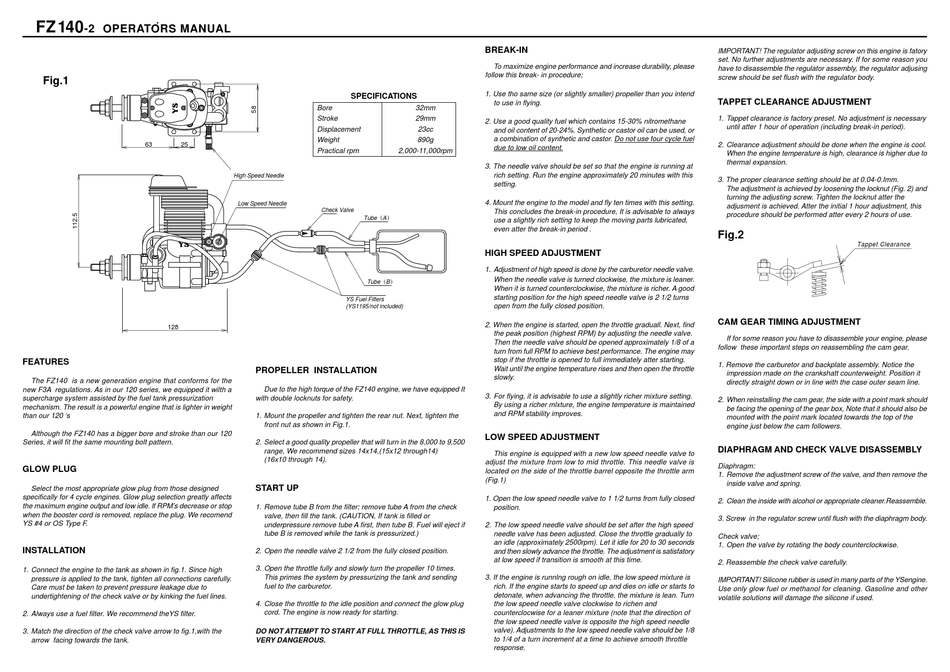 YS FZ140-2 OPERATOR'S MANUAL Pdf Download | ManualsLib
