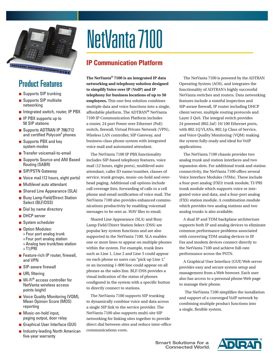 ADTRAN NETVANTA 7100 PRODUCT SPECIFICATIONS Pdf Download | ManualsLib