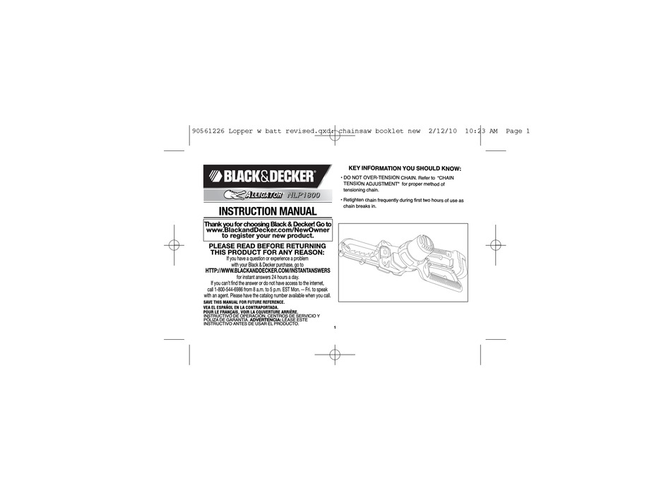 Black Decker Alligator Chain Saw How To Fix Adjust Chain 