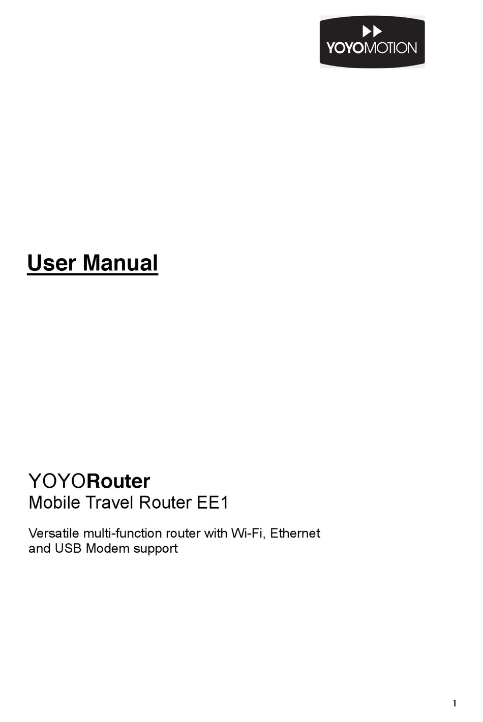 YOYOMOTION YOYOROUTER EE1 USER MANUAL Pdf Download | ManualsLib