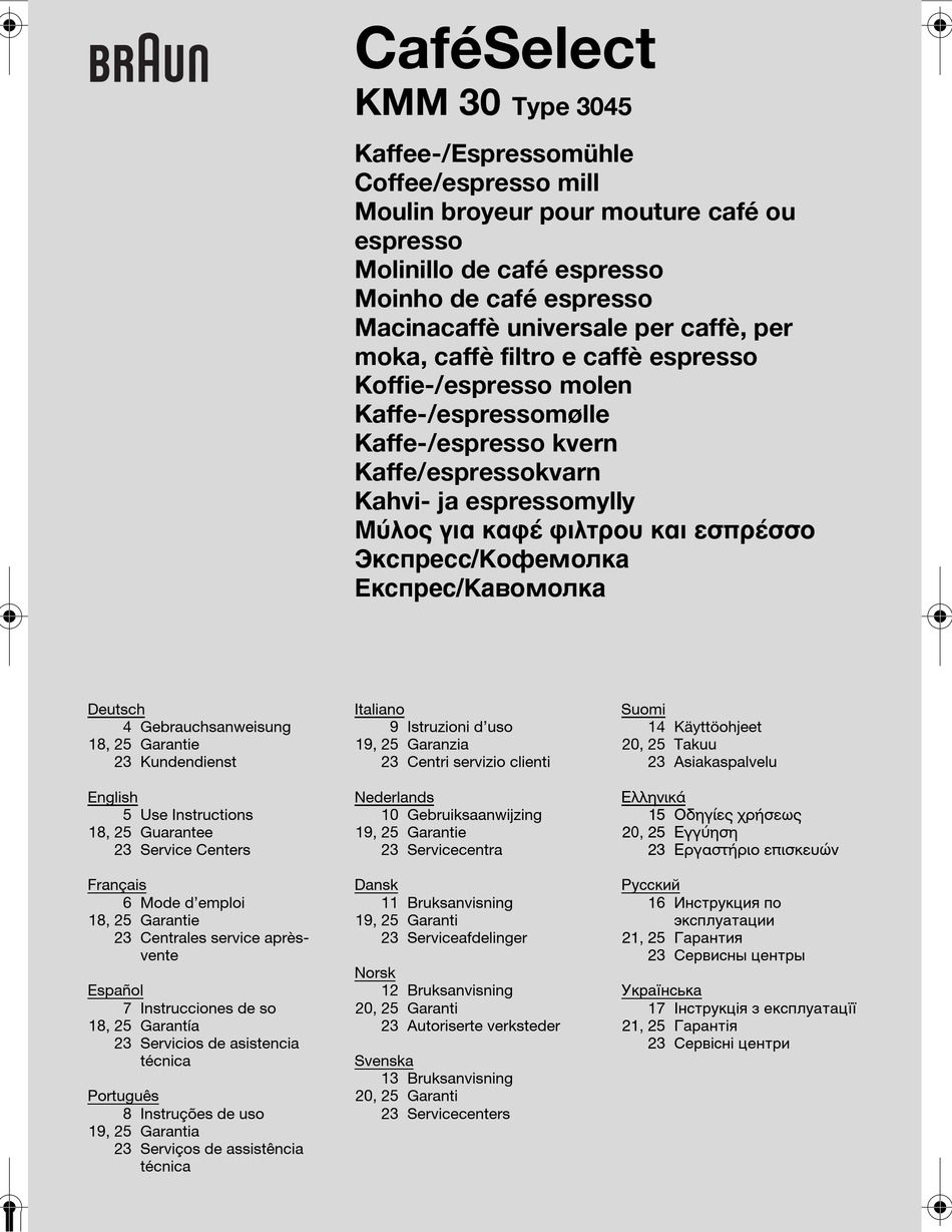 Braun Cafeselect Kmm 30 Use Instructions Pdf Download Manualslib