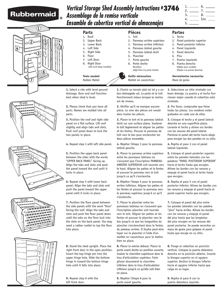 rubbermaid 3746 assembly instructions pdf download