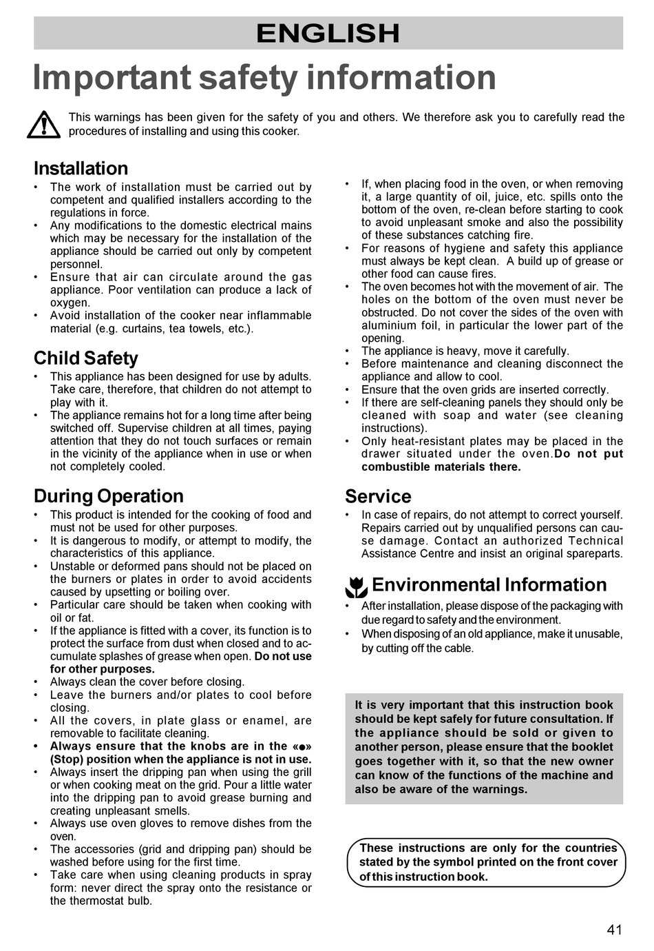 ELECTROLUX ELECTRIC COOKER INSTRUCTION BOOK Pdf Download ManualsLib