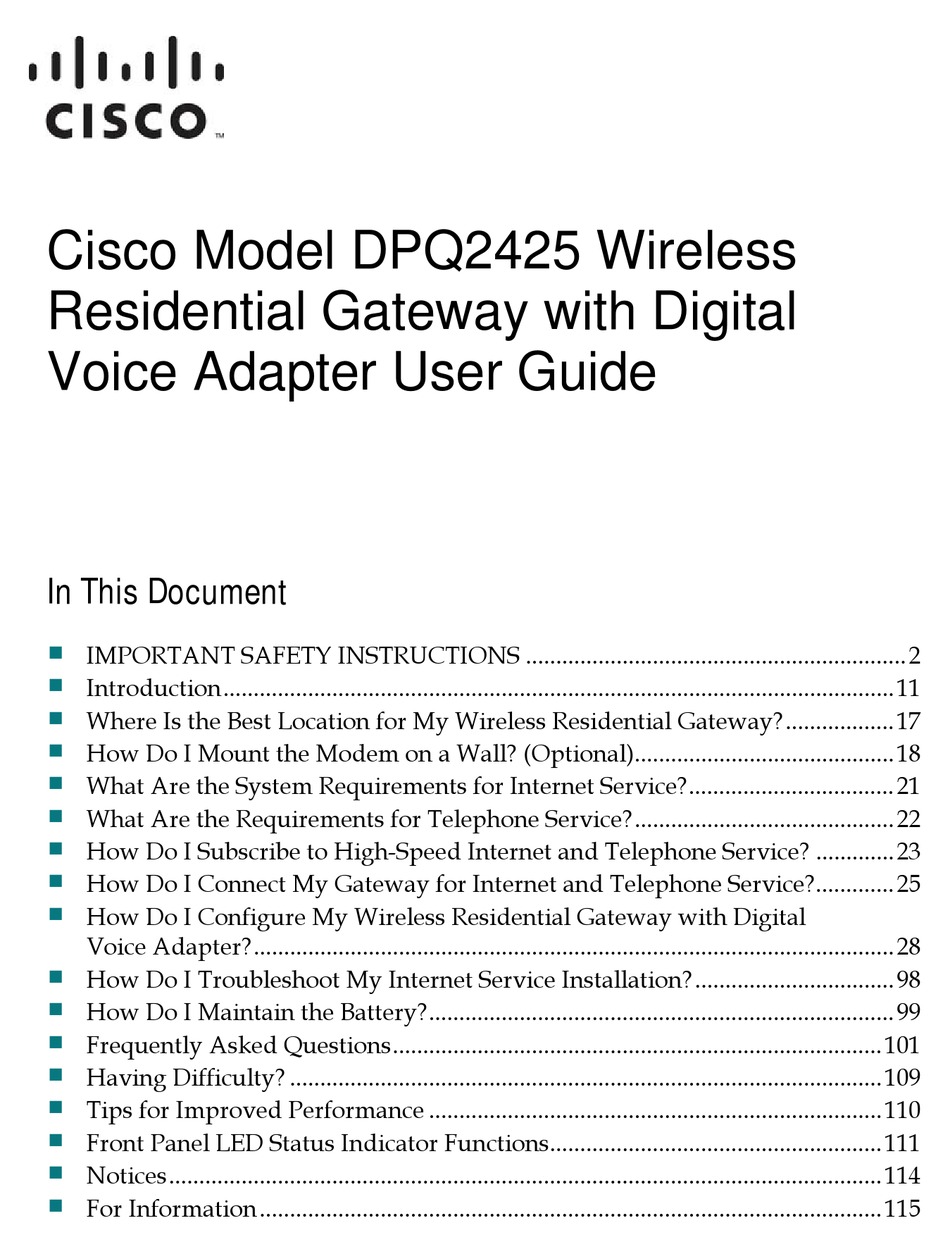 CISCO DPQ2425 USER MANUAL Pdf Download | ManualsLib