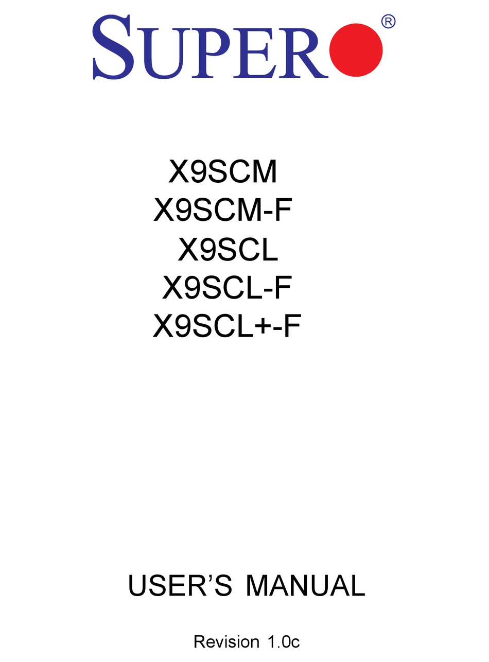 SUPERO X9SCM USER MANUAL Pdf Download | ManualsLib