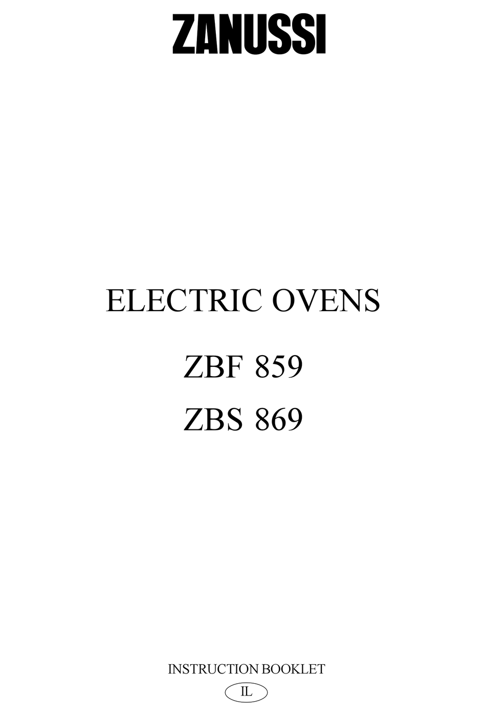 ZANUSSI ZBF859 INSTRUCTION BOOKLET Pdf Download ManualsLib