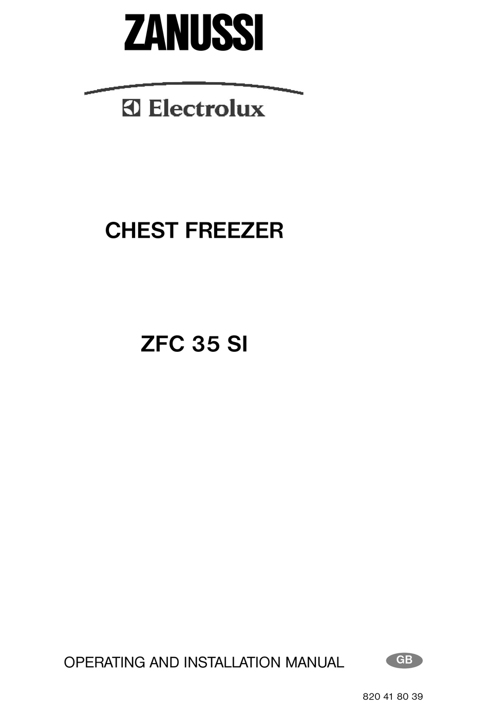 ZANUSSI ELECTROLUX ZFC35SI OPERATING AND INSTALLATION MANUAL Pdf