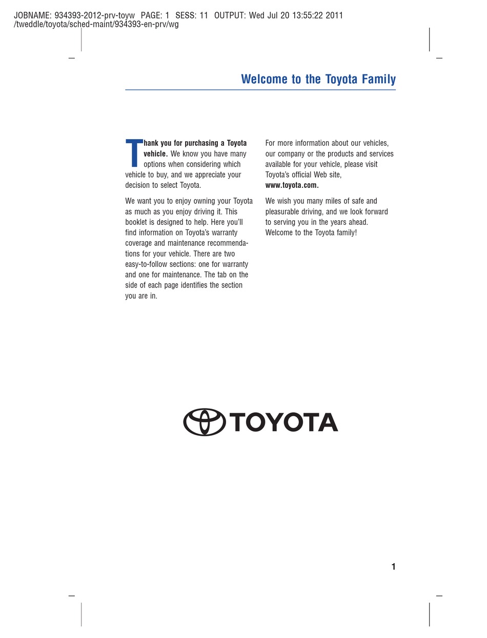 TOYOTA WARRANTY WARRANTY Pdf Download ManualsLib