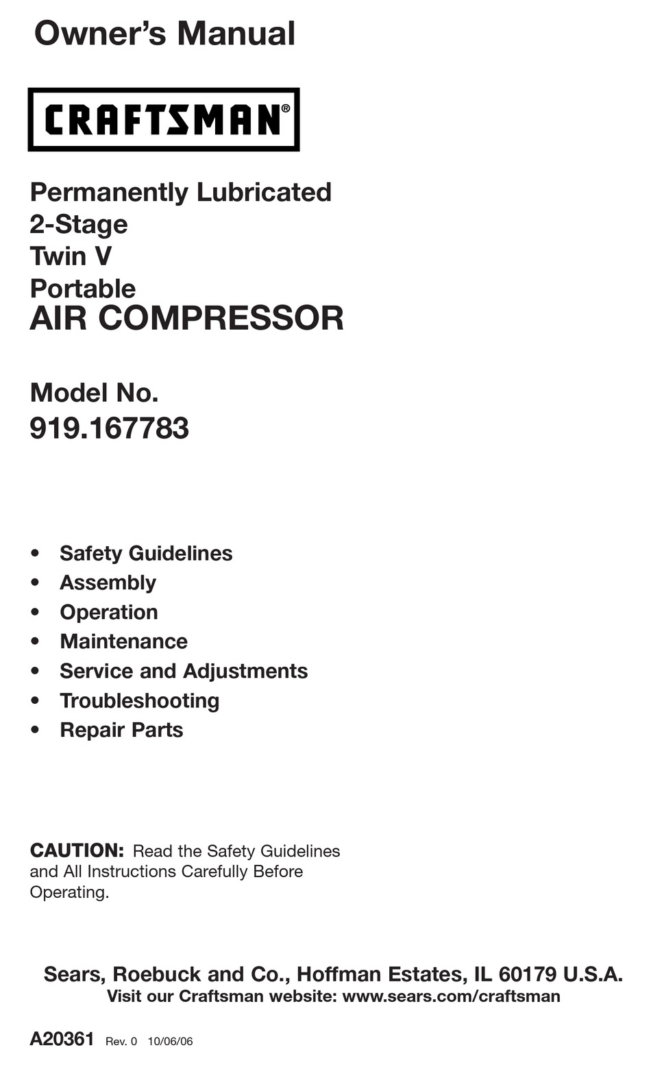Craftsman 919 167783 Owner S Manual Pdf Download Manualslib