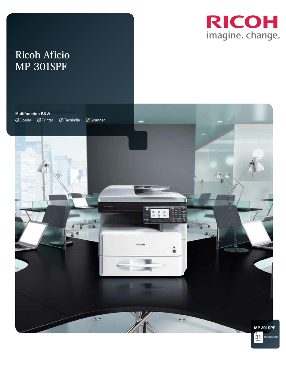 Ricoh Aficio Mp 301spf Brochure Specs Pdf Download Manualslib