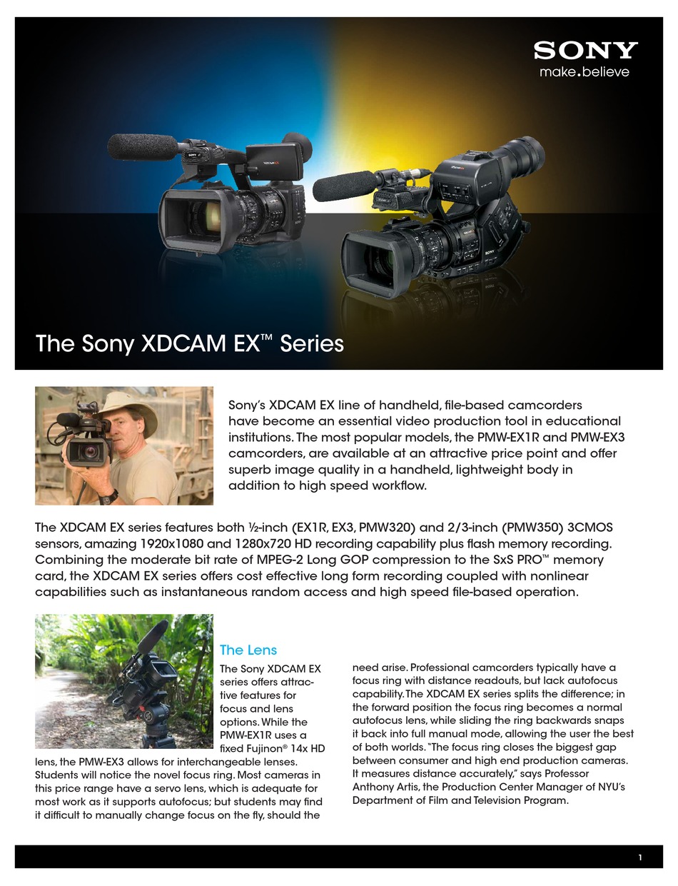 SONY XDCAM EX SERIES BROCHURE & SPECS Pdf Download ManualsLib