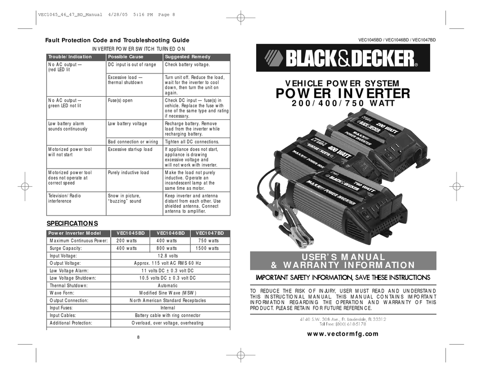 Black Decker Vec1045bd User Manual Pdf Download Manualslib