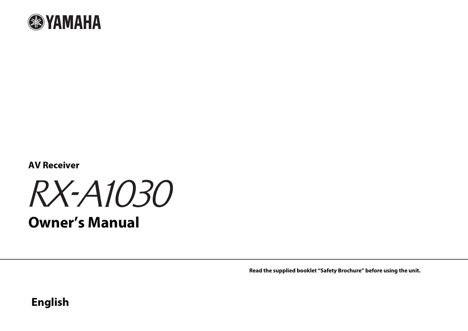 YAMAHA RX-A1030 OWNER'S MANUAL Pdf Download | ManualsLib